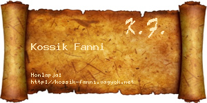 Kossik Fanni névjegykártya